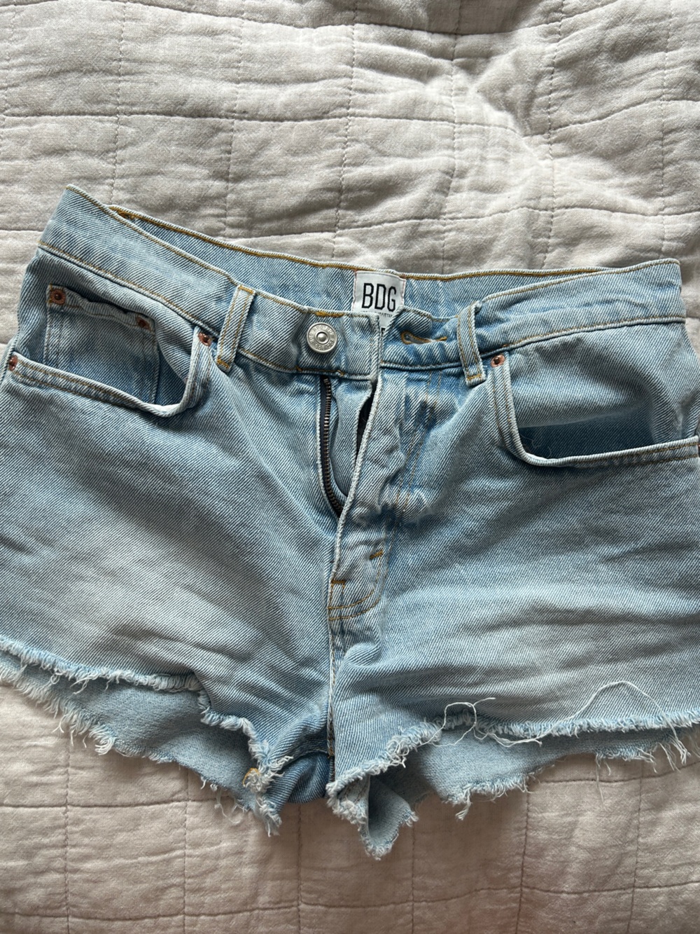BDG Light Blue Denim High-Rise Cutoff Shorts